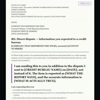A dispute letter, laid out